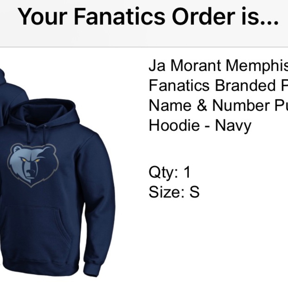 Fanatics Grizzlies Ja Morant Mens small pullover hoodie - Picture 4 of 9